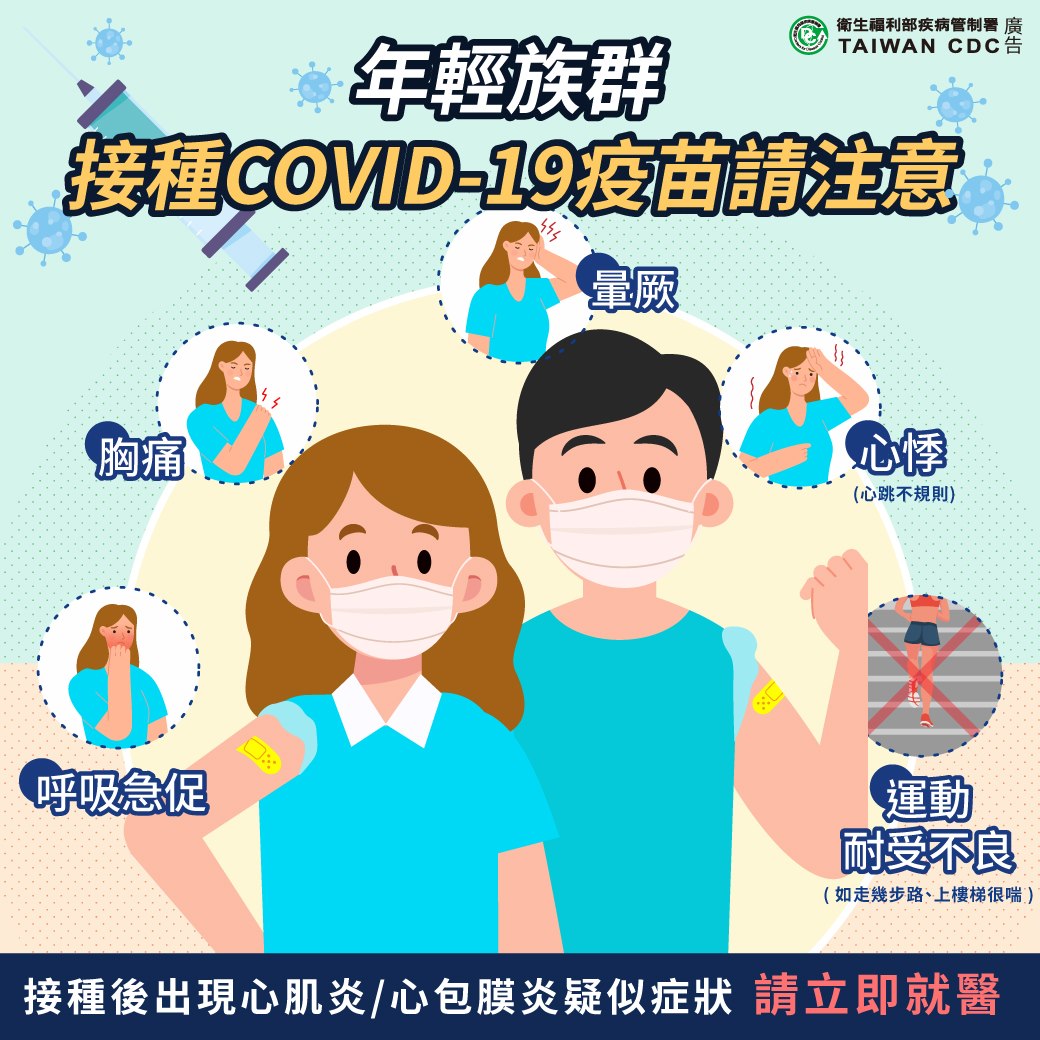 年輕族群接種COVID-19疫苗請注意(疾管署)